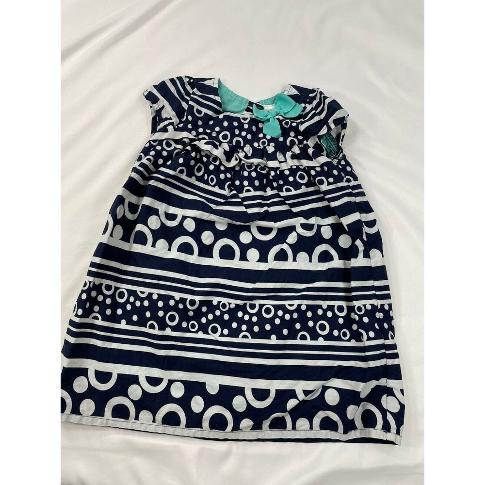 Girls dress Gymboree 2T Navy Blue white geometric Cap sleeve shift dress EUC